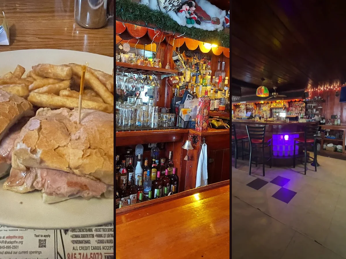 Casual restaurant interior with seating and drinks